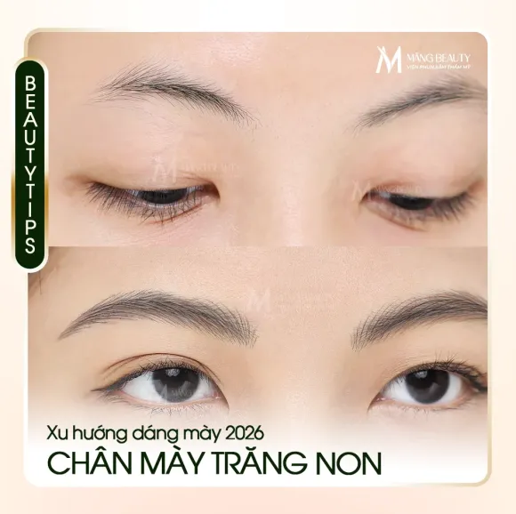 Chân mày trăng non là gì? Giải mã sức hút của xu hướng kiến tạo dáng mày tự nhiên 2026