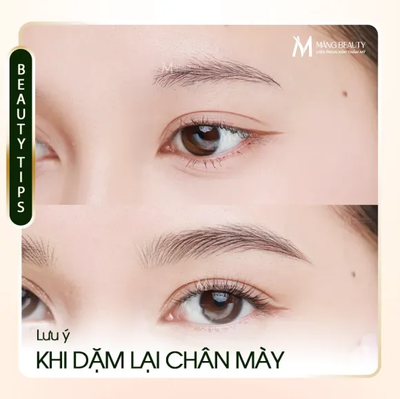 Dặm lại chân mày lần 2 có đau không và cần lưu ý gì? Giải đáp từ chuyên gia Măng Beauty